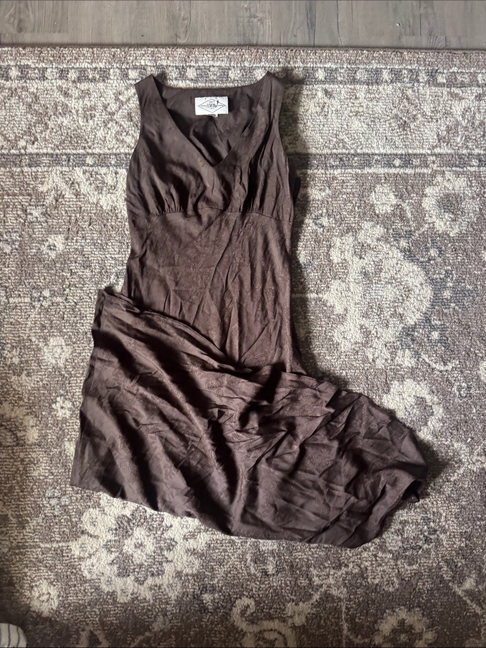 Vintage Chocolate Brown V-Neck Sleeveless Maxi Dress